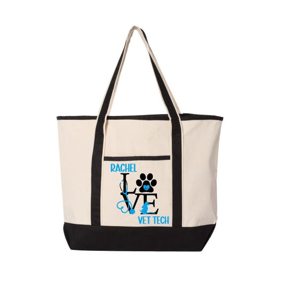 Vet Tech LOVE Tote Bag Personalized, Custom Veterinary Technician Gift, Vet Tech Week Gift, RVT LVT Gift, Vet Tech Graduation, Vet Gift