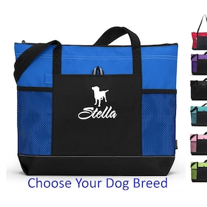 Hundetasche mit Reißverschluss Personalisiert mit dem Namen und der Rasse Ihres Hundes, Hundereisetasche, Haustiertasche, Hundetasche, Geschenk für Hundeliebhaber, Muttertagsgeschenk