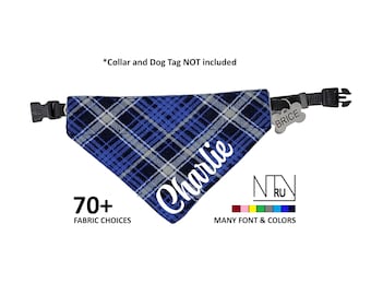 Blau kariertes Hundehalsband, Kariertes Hundehalstuch, Kariertes Hundehalstuch, Geschenk für Hundeliebhaber, Neues Hundegeschenk, Gingham Bandana