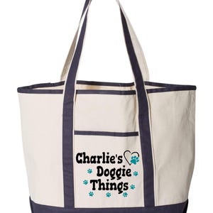 Personalized Dog Tote Bag Large, Custom Pet Name Canvas Bag, Doggie Things Tote, Dog travel bag, Pet gift, Dog Mom Gift, Dog Lover Gift image 10