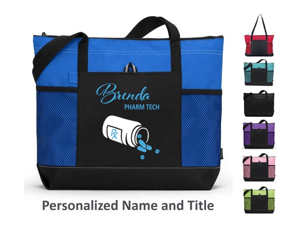 Pharmacy Technician Gifts, Medicine Pill Bottle Tote Bag with Zipper, Gift for Pharmacist, Pharm Tech Bag, Graduation Gift, Pharmacy Gift