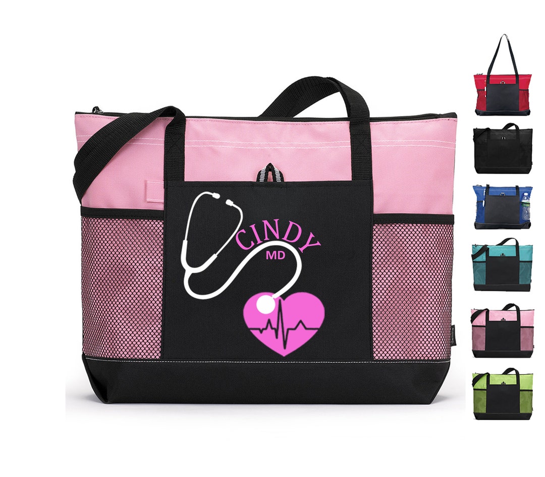 Custom Nurse Bag, Personalized Nurse Bag With Zipper, Tote Bag for