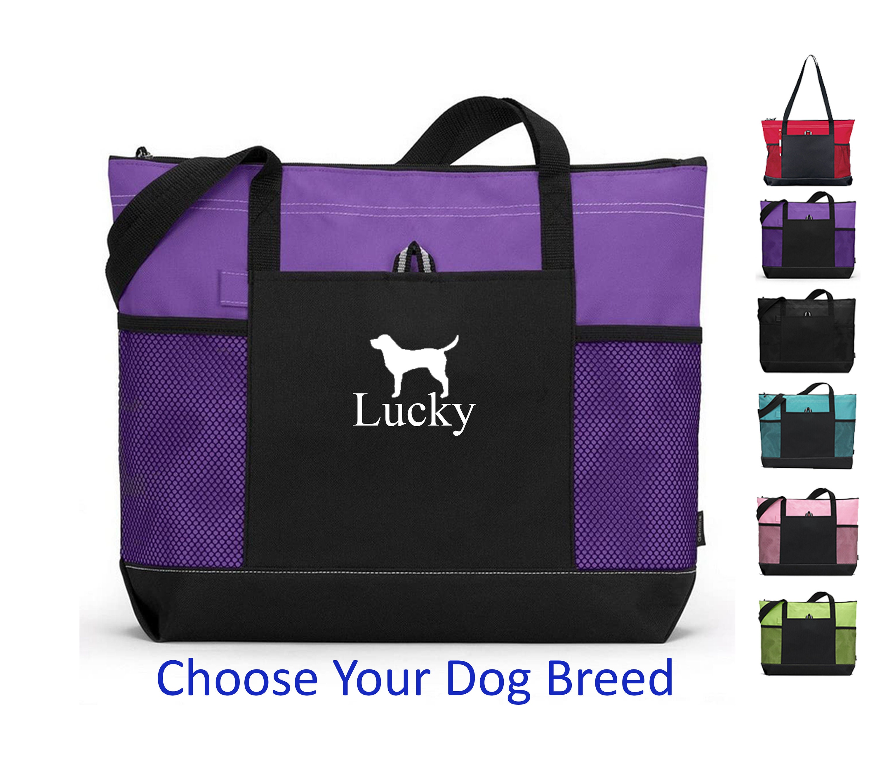 Personalized Dog In Purple Rose All Over Tote Bag - Podssk