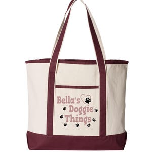 Personalized Dog Tote Bag Large, Custom Pet Name Canvas Bag, Doggie Things Tote, Dog travel bag, Pet gift, Dog Mom Gift, Dog Lover Gift image 12