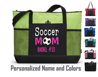 Soccer Mom Bag with player name, Personalized Soccer bag for mom, Sports bag for mom, Custom Soccer Mom Gift, Soccer gift for mom