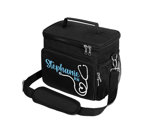 Personalized Nurse Lunch Bag Insulated, Custom Name Stethoscope Cooler, Charge Nurse preceptor RN LVN BSN lpn gift