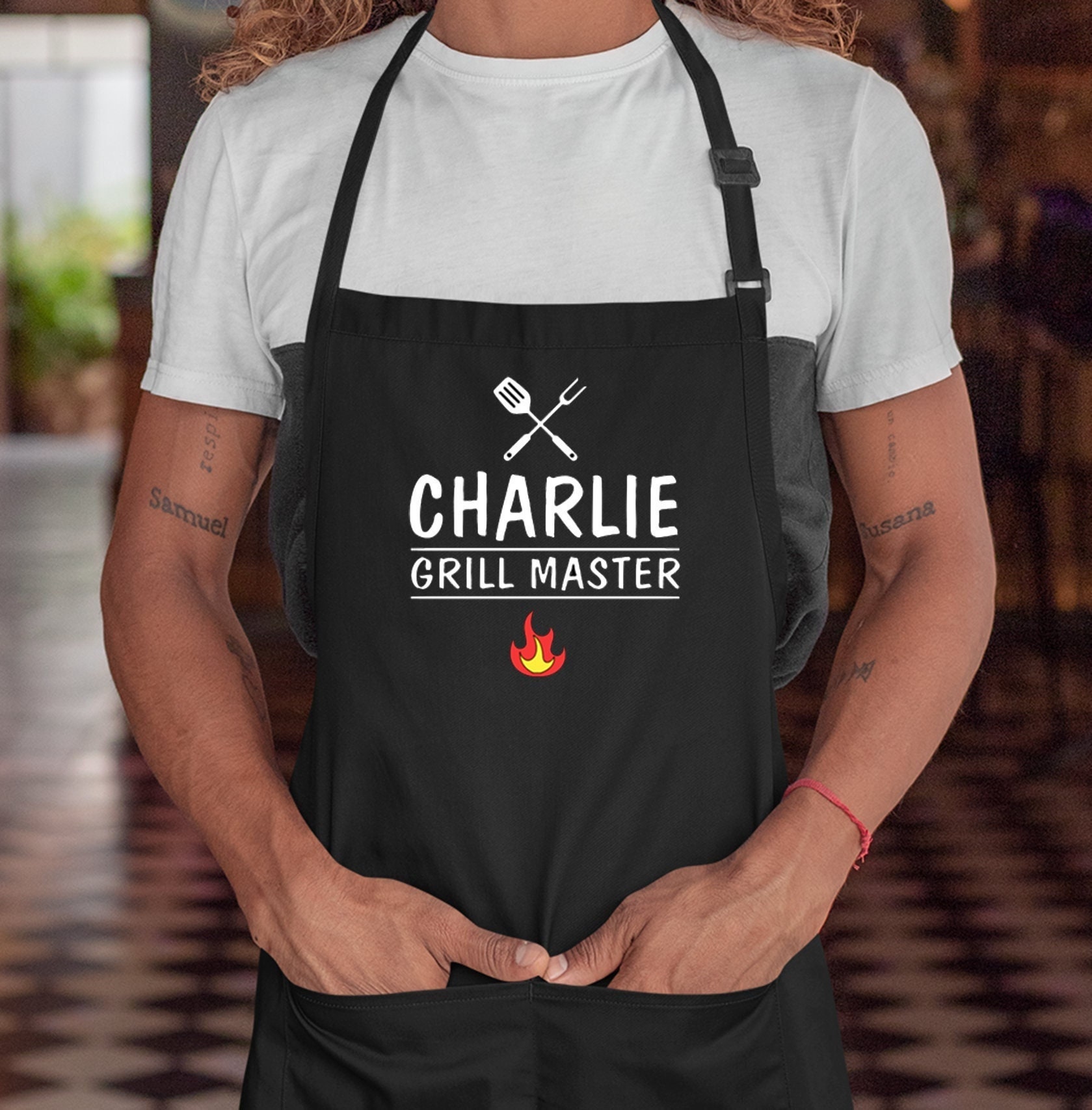 Personalized Apron Grill Daddy Grilling Apron For Men Smoker Grill  Accessories Cotton Apron For Dad Chef