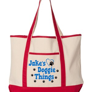 Personalized Dog Tote Bag Large, Custom Pet Name Canvas Bag, Doggie Things Tote, Dog travel bag, Pet gift, Dog Mom Gift, Dog Lover Gift image 11