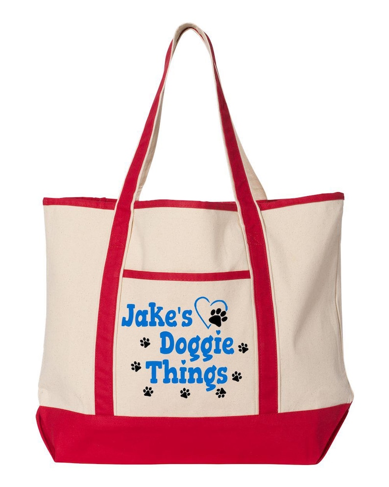 Personalized Dog Tote Bag Large, Custom Pet Name Canvas Bag, Doggie Things Tote, Dog travel bag, Pet gift, Dog Mom Gift, Dog Lover Gift image 11
