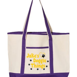 Personalized Dog Tote Bag Large, Custom Pet Name Canvas Bag, Doggie Things Tote, Dog travel bag, Pet gift, Dog Mom Gift, Dog Lover Gift image 8