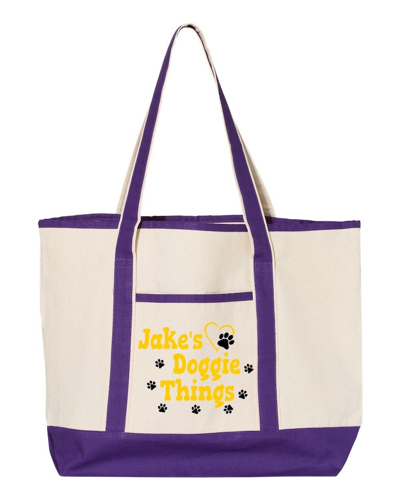 Personalized Dog Tote Bag Large, Custom Pet Name Canvas Bag, Doggie Things Tote, Dog travel bag, Pet gift, Dog Mom Gift, Dog Lover Gift image 8