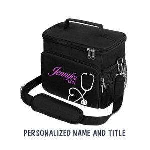 Custom Nurse Lunch Bag with Stethoscope Name, Personalized Nurse Lunch Box, Insulated Lunch Bag for women, Gift for Nurse Appreciation image 2