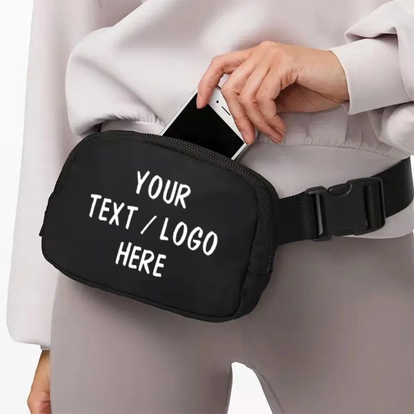 Personalized Nylon Belt Bag with Name, Text or Logo, Custom Fanny Pack for kids, Custom Crossbody bag for women, Everywhere bag 1L