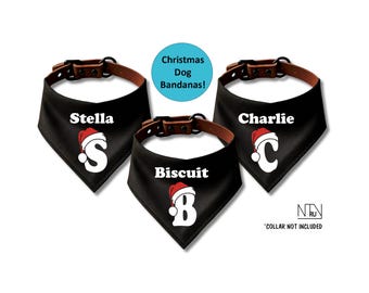 Personalized Christmas Dog Bandana, Over the Collar Christmas Dog Bandana, Custom dog bandana Christmas gift for dog lovers, Xmas Dog gift