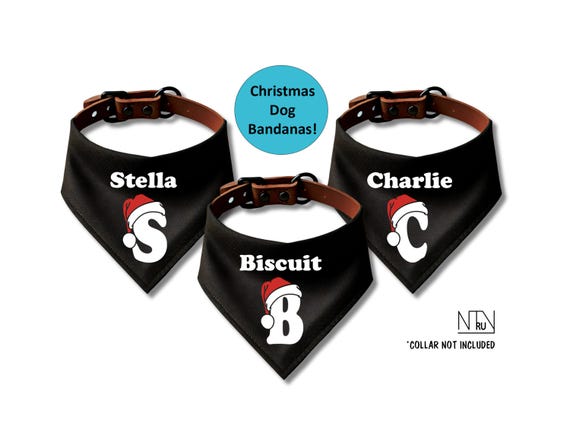 Personalized Christmas Dog Bandana, Over the Collar Christmas Dog Bandana, Custom dog bandana Christmas gift for dog lovers, Xmas Dog gift