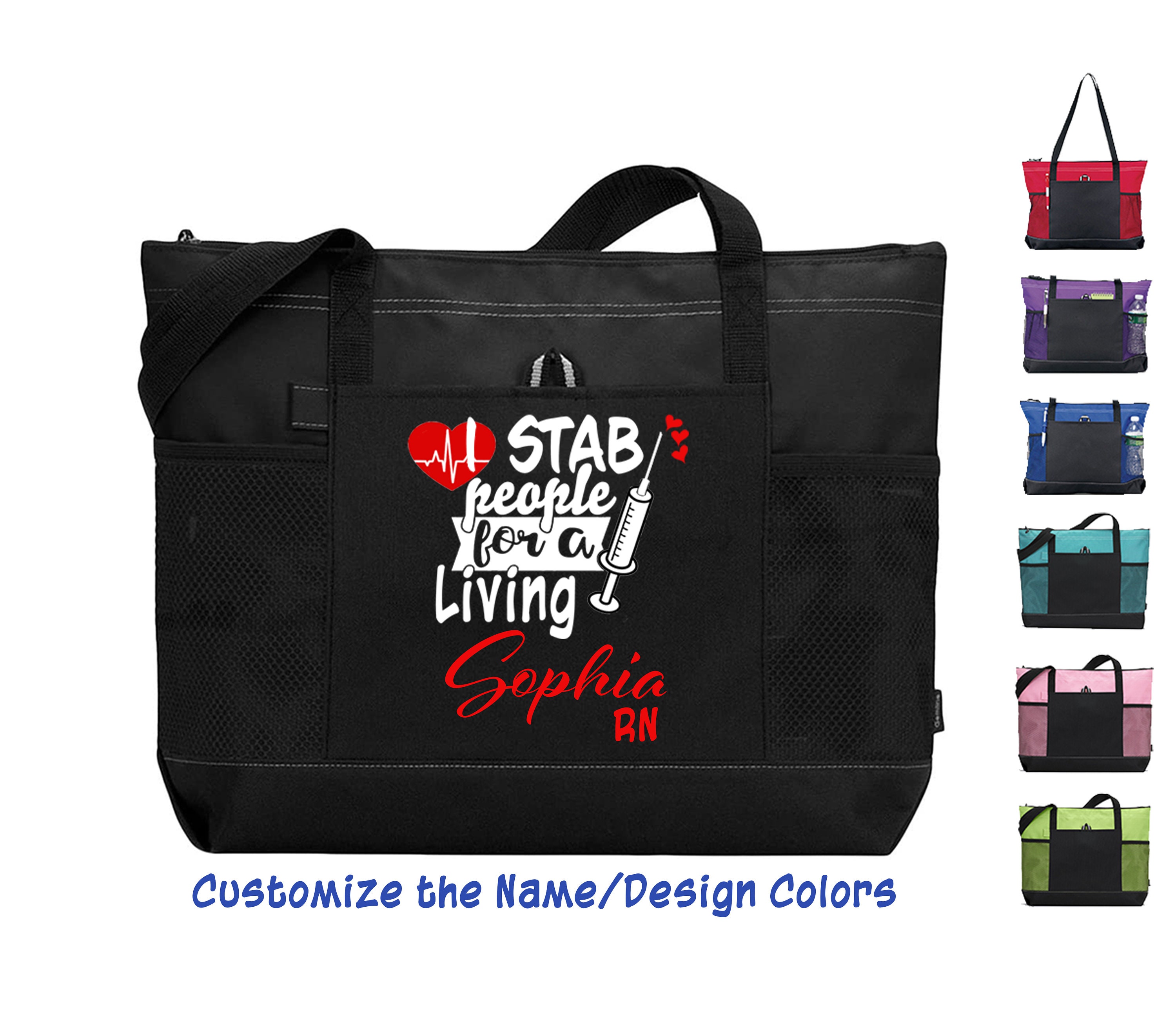 I Stab People for a Living Nurse Tote Bag With Zipper Phlebotomist Gift Anesthesiologist Week Gift CRNA Gift Nurse Anesthetist Gift Etsy UK