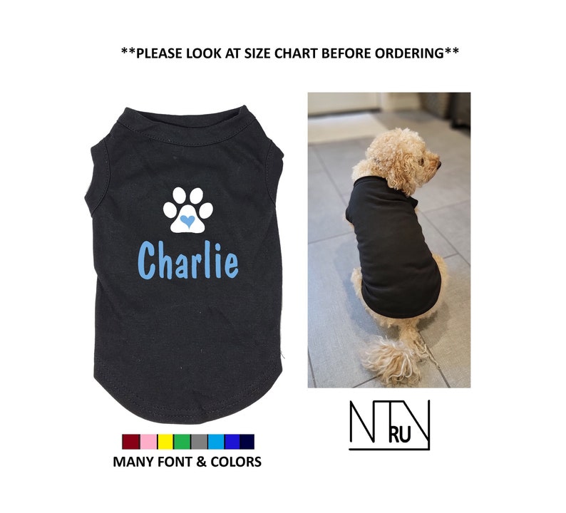 Custom Dog Shirt with Paw Print and Heart, Personalized Dog Shirt, Funny Dog Shirt, Custom Shirt for Dog, Funny pet shirt, Custom Dog Hoodie image 1