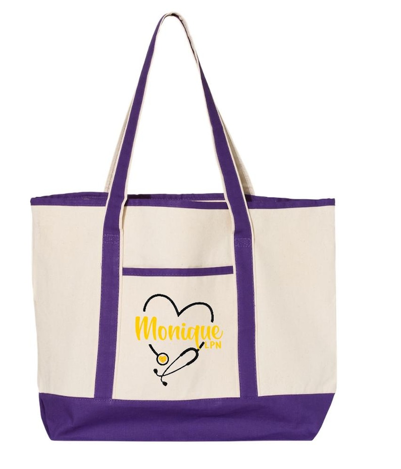 Personalized Nurse Tote Bag, Custom Nursing Bag with Name and Stethoscope, RN nurse week gift, CNA Graduation Nurse appreciation Gift image 11