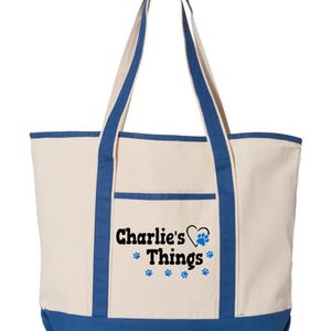 Personalized Dog Tote Bag Large, Custom Pet Name Canvas Bag, Doggie Things Tote, Dog travel bag, Pet gift, Dog Mom Gift, Dog Lover Gift image 9