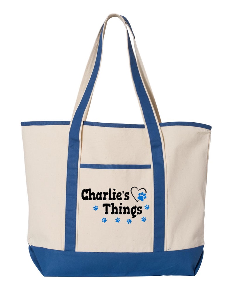 Personalized Dog Tote Bag Large, Custom Pet Name Canvas Bag, Doggie Things Tote, Dog travel bag, Pet gift, Dog Mom Gift, Dog Lover Gift image 9