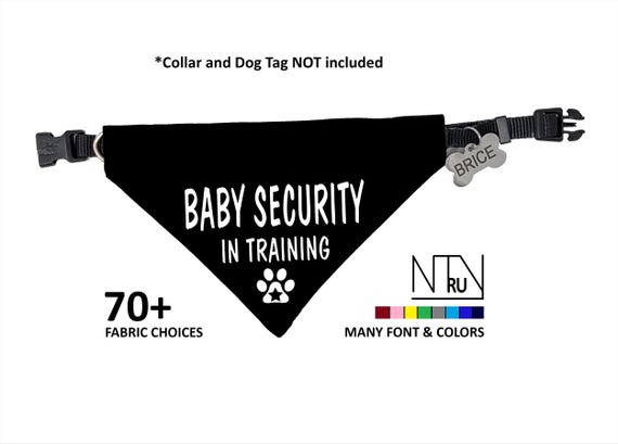 Baby Security In Training Dog Bandana, Funny Dog Bandana, Pregnancy Announcement gift, Dog collar bandana for new parents, Baby Shower Gift