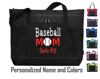 Baseball Mom Bag with player name, Personalized Baseball bag for mom, gift for mom, Sports bag for mom, Custom Baseball Mom Gift,