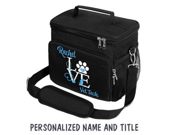 Custom Love Vet Tech Lunch Bag, Insulated Lunch bag for Vet Tech, Vet Assistant Gift for Vet Receptionist Lunch Box, Veterinarian Gift