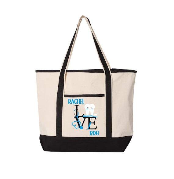 Personalized Dental Hygienist Tote Bag, Custom Dental Assistant Gift, RDH Gift, Dental Hygienist Week, Dentist Gift, Dental Student Gift