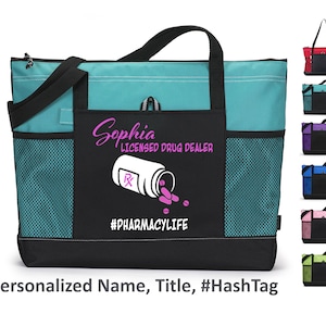 Pharmacy Technician Gift, Pharmacy Life Tote Bag with Zipper, Gift for Pharmacist graduation, Pharm Tech Bag, Pharmacy Gift, pharm tech week
