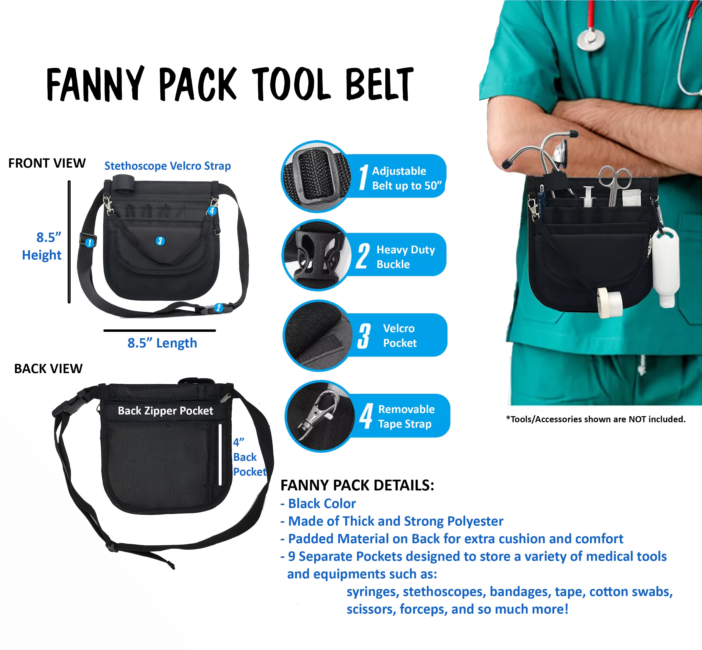 Personalisierter Krankenschwester-Werkzeuggürtel, Krankenschwester-Gürteltasche, Krankenschwester-Werkzeugtasche mit vielen Taschen, Krankenschwester-Hüfttasche, Medizinischer Gürtel, Kompakter Krankenschwestergürtel,