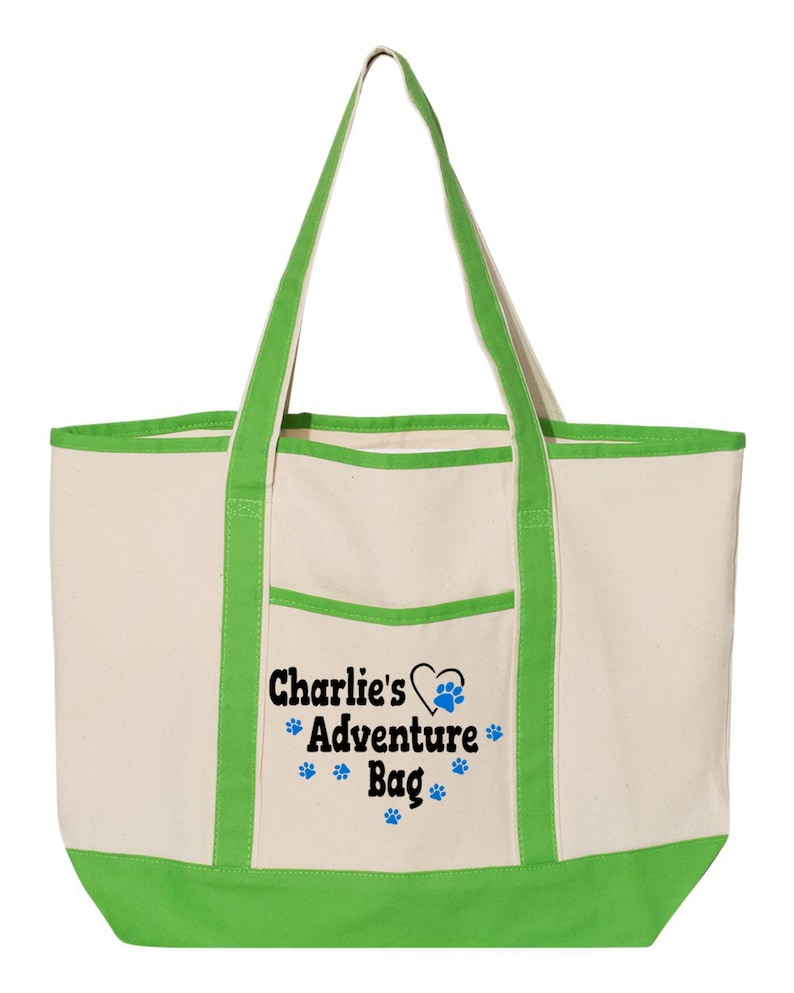 Personalized Dog Tote Bag Large, Custom Pet Name Canvas Bag, Doggie Things Tote, Dog travel bag, Pet gift, Dog Mom Gift, Dog Lover Gift image 6