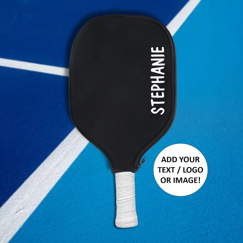Pickleball Paddle Cover, Custom Pickleball Paddle Cover, Personalized Pickleball Paddle Cover, gift for pickleball paddle holder TEXT ONLY (ON SIDE)