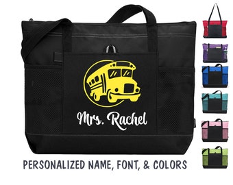 Personalized School Bus Driver Bag, Custom Bus Driver Tote Bag, Transit Driver Gift, Gift for Bus Driver Appreciation, Teacher Gift
