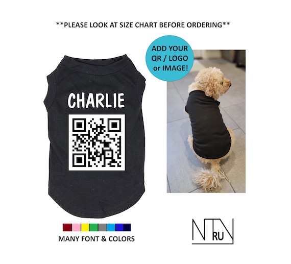 Personalized Dog Shirt with QR Code, Text, Name, LOGO, or Photo, Custom Dog Shirt, Funny Dog Shirt for Social Media
