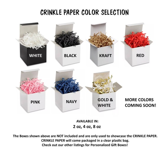 Crinkle Paper Shred for Gift Box, Shredded Paper for Gift Basket Filler,  Packaging for Gift Boxes, 2 Ounce to 8oz, Kraft and Many Colors 
