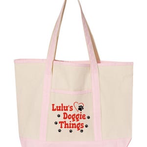 Personalized Dog Tote Bag Large, Custom Pet Name Canvas Bag, Doggie Things Tote, Dog travel bag, Pet gift, Dog Mom Gift, Dog Lover Gift image 7