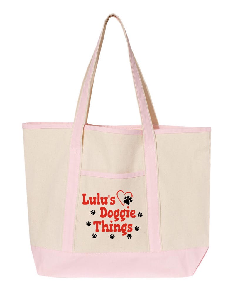 Personalized Dog Tote Bag Large, Custom Pet Name Canvas Bag, Doggie Things Tote, Dog travel bag, Pet gift, Dog Mom Gift, Dog Lover Gift image 7
