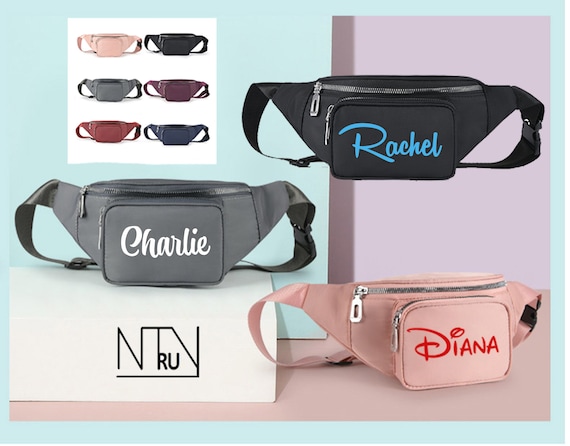 Custom Fanny Packs with Name, Stylish Metal Zipper, 3 Pockets, Personalized Fanny Pack, Waterproof Nylon, Group Family Fanny Pack