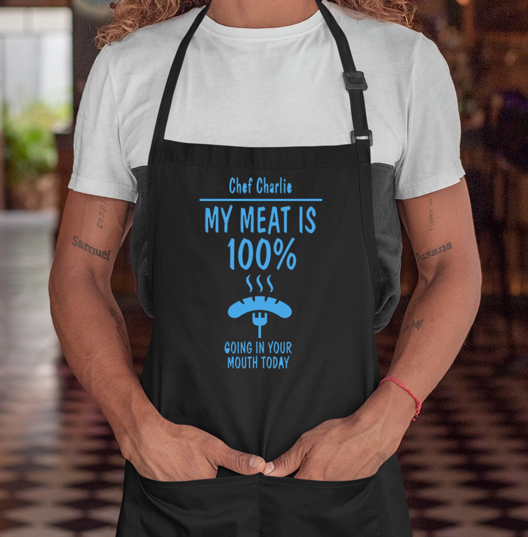 MY MEAT IS 100% GOING IN YOUR MOUTH APRON : Cooking Apron Grilling Gifts  For Him Kitchen Apron For Men  Apron for Sale by Merchlux