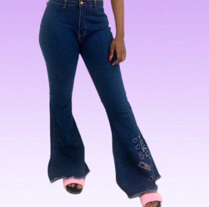 Y2K girl bedazzled flare bootcut jeans | Etsy