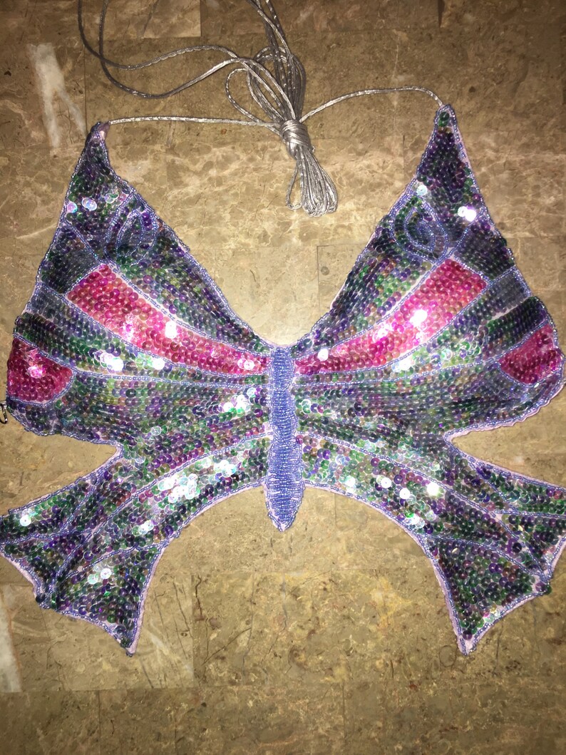 Y2K lavender sequin butterfly top | Etsy