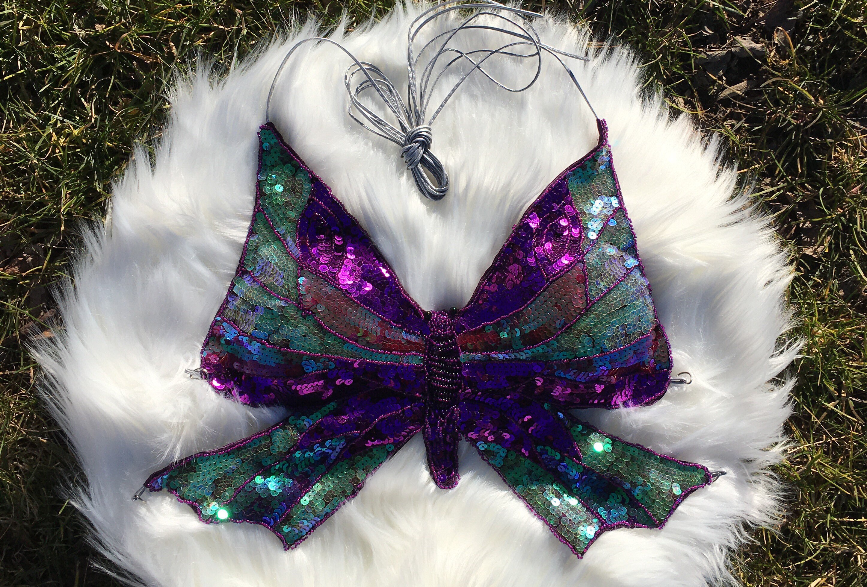 Y2K sequin butterfly halter top