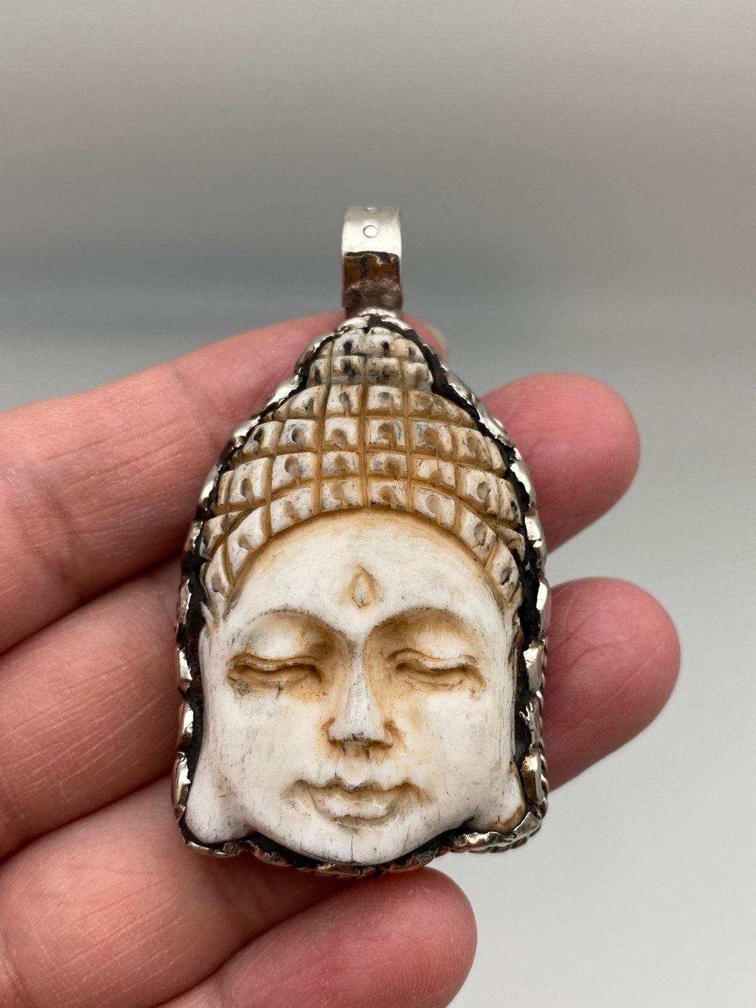 Bone Carved Buddha Pendanthandcrafted in Nepaltibetan Etsy