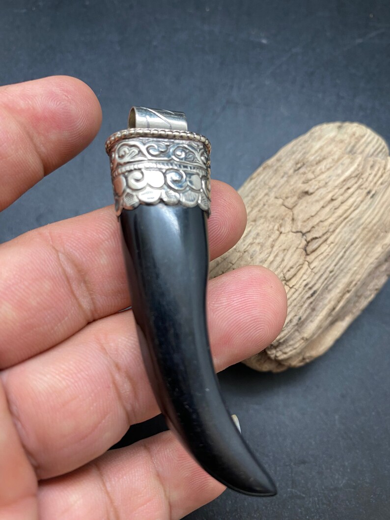 Yak Horn Pendant Tibetan Jewelry Master Handcrafted Coin Etsy