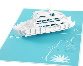 Luxury Yacht pop up greeting card