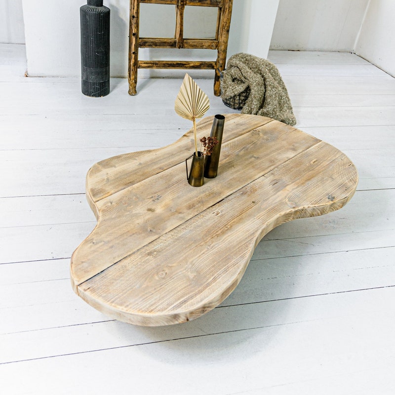 Illustration of Antique Reclaimed Wood Coffee Table For Sale