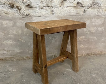 Stool old wood rustic stool decorative stool side table small table