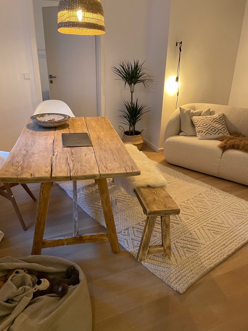 Reclaimed wood table Franz, with tapered legs image 5