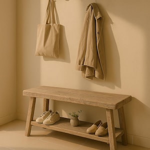 Old wood bench LISL with compartment