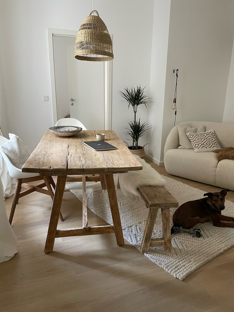 Reclaimed wood table Franz, with tapered legs image 3